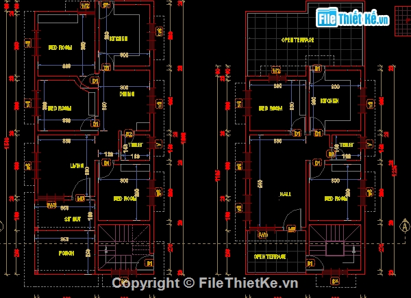 Bản vẽ chi tiết,nhà hàng  2 tầng,Nhà 2 tầng đẹp